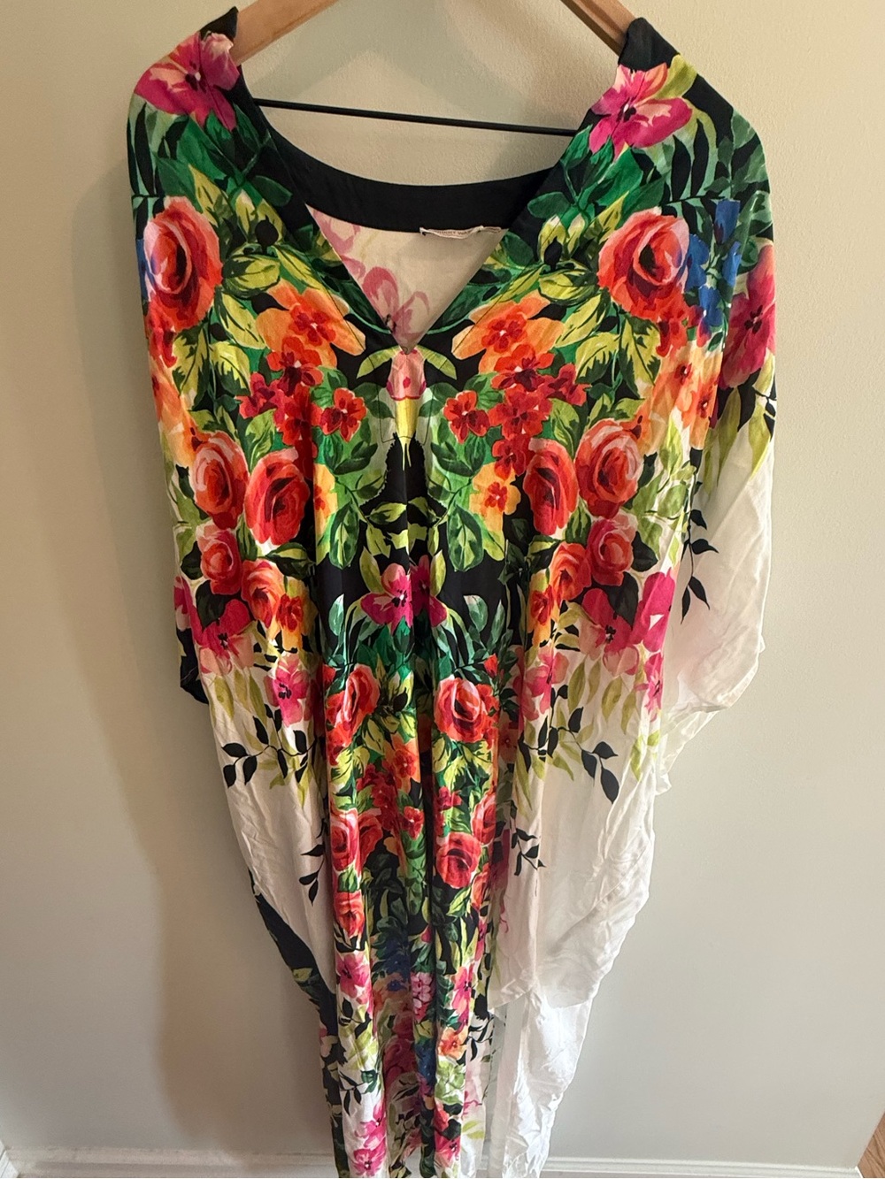 Johnny Was Dana Floral Maxi Kaftan Dress L/XL Multicolor Resort